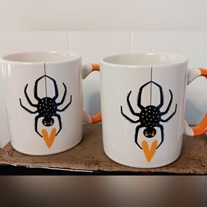 Crofton Spider Weaving Hearts Coffee Mugs Set of Two